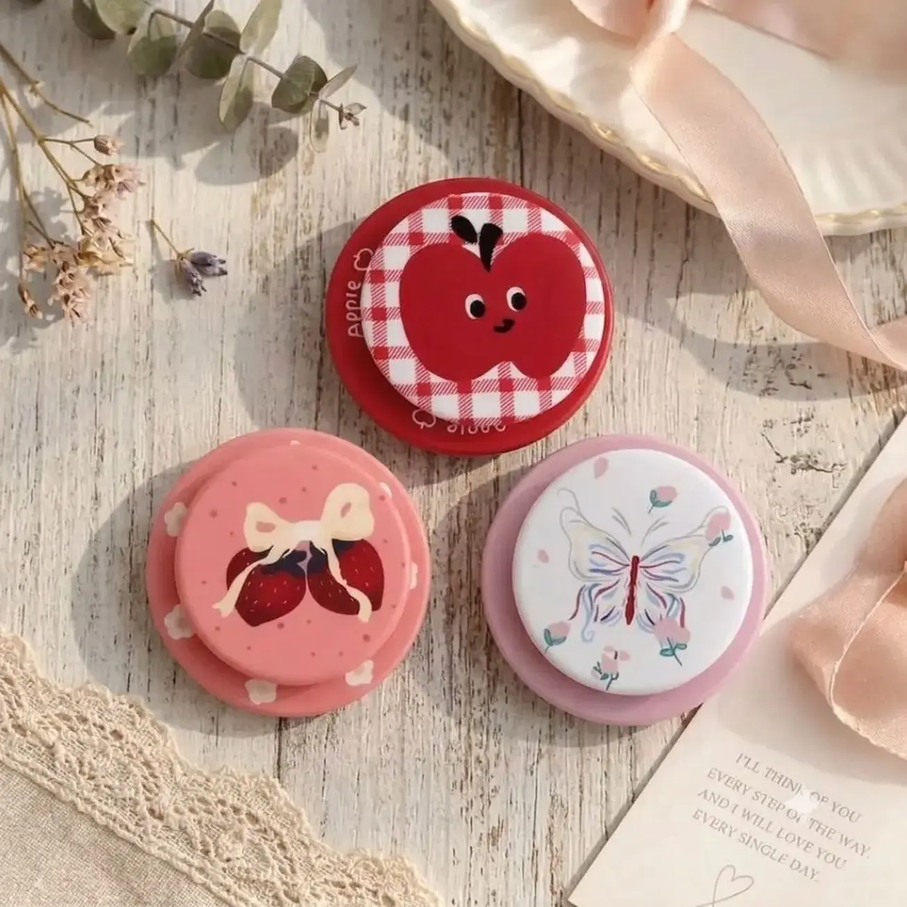 [MAGNETIC] Cute Fruit & Butterfly MagSafe Phone Grip, Aesthetic Apple Strawberry Magnetic Holder, Coquette Style Phone Accessory, Gift for Her
