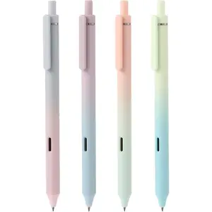 Retractable Gel Ink Pens, 0.5mm Quick Dry Black Ink Fine Point Tip Pen with Aesthetic Gradient Color Barrel Comfort Grip Fine Point Smooth Writing.(4 Pcs Gradient Black Ink)