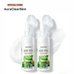 Deep Cleansing Aloe Vera Facial Mousse, SADOER Gentle Foam Cleanser, Oil Control & Soothing, Non-Tightening Face Wash for Women & Men