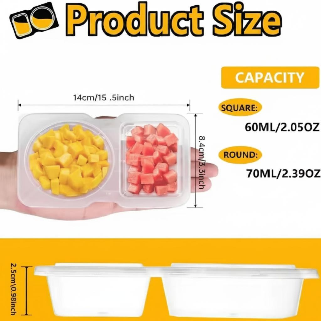 2 Compartment Snack Containers with Lids (20 Pack), Divided Trays for Kids Lunch, School, Meal Prep, Dips, Sauces, Party