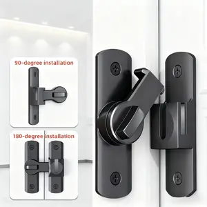 Heavy-Duty Anti-Theft Door Lock, 90°/180° Adjustable Bolt Handle for Extra Security, Durable Metal, Anti-Pick Design & Smooth Painted Finish, Modern Home & Bathroom Safety Lock(Black)