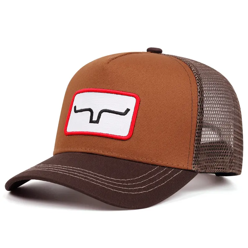 Cow horn embroidery baseball cap outdoor sports mesh visor