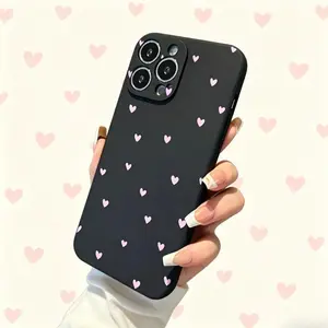 Trendy Pink Heart-Shaped Cube Smartphone Casing - Cellphone Handheld Accessories for iPhone 11/11Pro Max, 12/12Pro/12Promax, 13/13Pro/13Promax, 14/14Plus/14Pro/14Promax, 15/15Plus/15Promax, 16/16Plus/16Pro/16Promax, 17, Cover