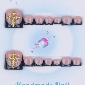 Nailssbysheccid, 14PCS Foot Covers, square shape ,100% handmade, simple style, combined with French style, 3D, suitable for summer outings to wear, it is the best gift for girls! Comes with jelly glue, crystal sticks and twisting rods. Handmade Press Ons