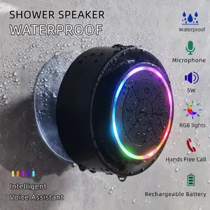 Portable Shower Speaker With Built-in Microphone, Voice Assistant Control, Hands-Free Calling, TWS Playback, 5W High Power, Rechargeable Lithium Polymer Battery, Long-Lasting Playtime, HD Decoding, Strong Suction Cup, RGB Lights, USB Type-C