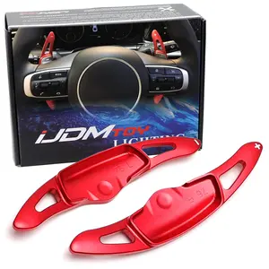 iJDMTOY Racing Sports Red Aluminum Larger Paddle Shifter Extension For KIA 2021-up K5