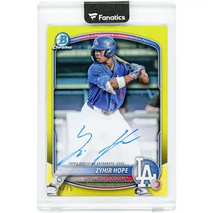 Zyhir Hope Los Angeles Dodgers Autographed 2025 Bowman Chrome Prospects Yellow Refractors #CPA-ZH #59/75 Rookie Card - Fanatics Authentic Certified