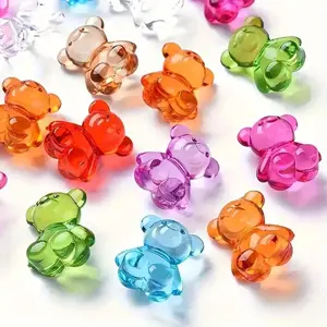 20pcs/50pcs Colorful Transparent Bear, 3D Bear-Shaped Acrylic Beads, Mini Resin Bears, Random Color, Birthday, Festival Party Decorations, Micro Landscape, Birthday, Christmas Decorations, Home Decoration, Bead Assortment