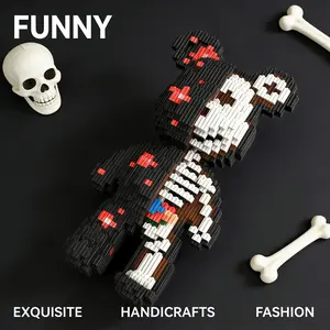 1651pcs Halloween Skull Bear Series Building Blocks, Creative DIY Craft Kit, Desktop Home Decor, Gift for Birthday