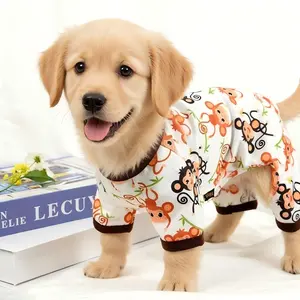 Cute Breathable Four-Legged Dog Clothes, Monkey Print Puppy Onesie, Suitable for Chihuahua Yorkshire Terrier, Cat Clothing, Costumes