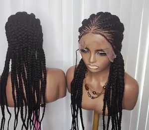 Black All Back Synthetic Braided Wig for Easy Styling Unisex Braided Design with Synthetic Material and Trendy Look