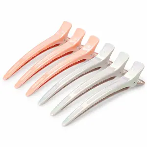 Extended Sectioning Hair Clips w/Built-in  Band, 4.8" No-Crease Non-Slip Hair Styling Clips for Thick, Curly Hair  Blow Drying,Hair Rollers, Rust-Free 6 Pack, OpalShell Duckbill Clips