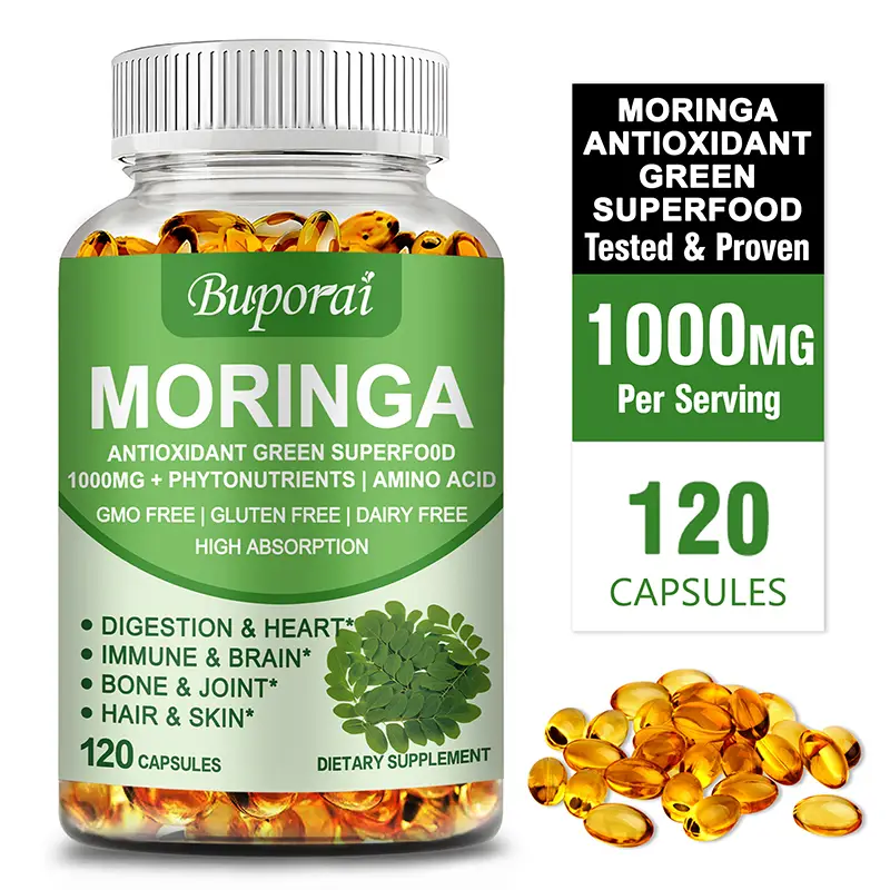 Airboy-Moringa Leaf Extract Vegetarian Capsules-1000mg Plus Phytonutrients-High Absorption-Digestion and Heart, Immune and Brain, Bones and Joints