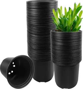 Nursery Pots 100 Pack 4 5 6 Inch Nursery Pot Plants Plastic Plant Pots with Drainage Holes Garden Flower Pots