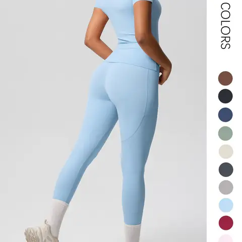 Women's Solid Color Tracksuit Set, Sporty Comfy Breathable Short Sleeve Top & High Waist Leggings Set for Yoga Gym Workout Running Clothes, Ladies Sportswear, Fit Athletic, Activewear, Workout Sets