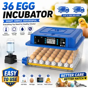 2026 Upgraded Large Smart Egg Incubator • 16 & 36 Egg Options • Fully Auto Turning & Dual Power for Backyard Flock