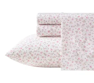 Laura Ashley Little Ditsy Pink/Green Cotton King Sheet Set