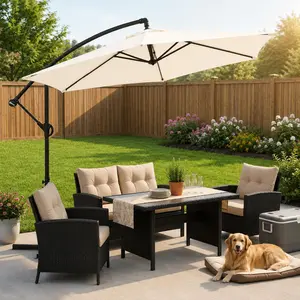 9ft Offset Patio Umbrella – Tilt & Weatherproof Outdoor Shade