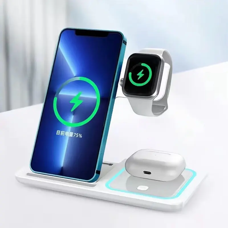 Wireless Charger, 3 in 1 Wireless Charging Station, Fast Wireless Charger Stand for iPhone 18 17 16 15 14 13 12 11 Pro Max XR XS, Apple Watch 8 7 6 5 4 3 2 SE, AirPods Pro 3 2 with QC3.0 Adapter not included