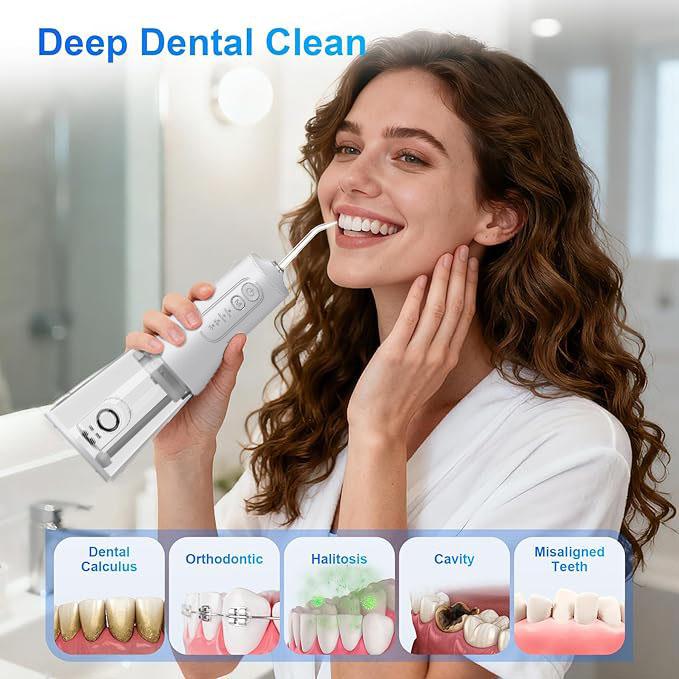 Wireless Oral Irrigator  Deep-Cleaning Water Flosser: 4 modes 4 nozzles  suitable for those with braces and sensitive teeth Rechargeable—ideal for home and travel | Fast USB charging