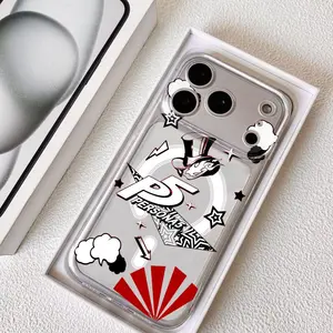 Anime Persona 5 Phone Case for iPhone 17 16 15 14 13 12 11 Pro Max Plus Clear Magnetic Phone Case – Anti-Yellow For MagSafe Slim & Lightweight Precision Cut Camera Protection, Shockproof Scratch-Resistant Transparent Case