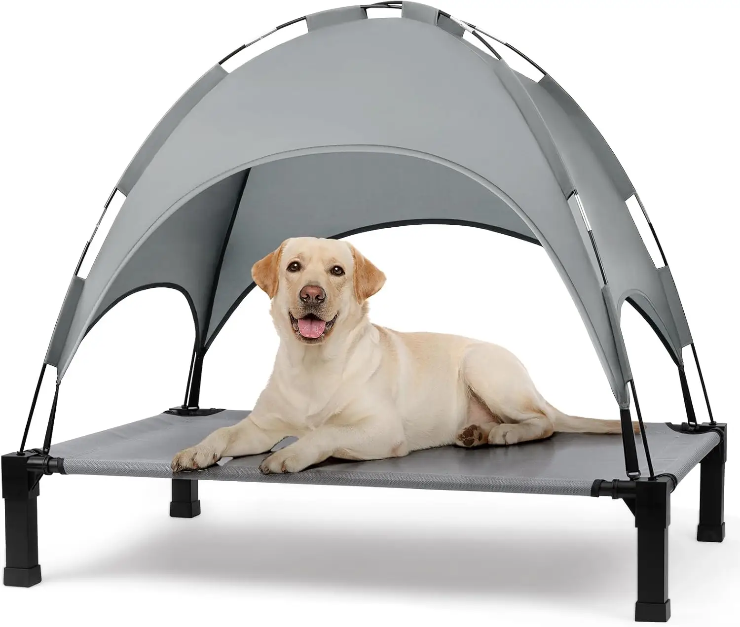Heeyoo Elevated Dog Bed with Canopy, Outdoor Dog Bed Cot with Removable Shade Tent, Portable Raised Pet Cot Cooling Bed for Dogs and Cats NIUHEE