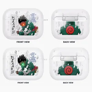 Anime Rock Lee AirPods Case with Keychain, Frosted PC Protective Cover for AirPods Pro, Funny Manga Earbuds Case Gift for Him Her
