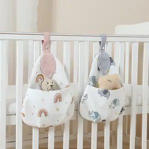 Newborn Essentials Organizer - Crib Hanging Storage Basket |   Multi-Purpose Washable Diaper Bag |   Shower Gift & Accessory (Grey/Blush/Taupe)