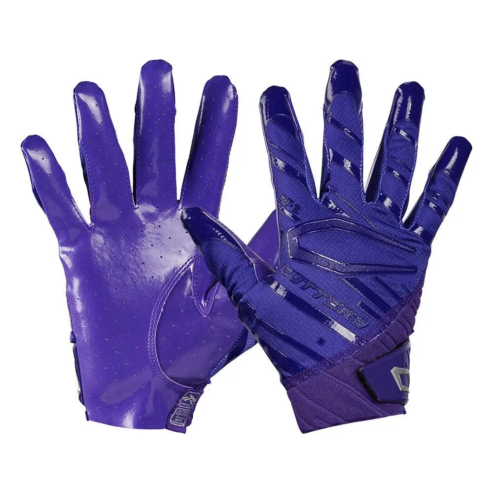 Cutters Rev Pro 6.0 Purple Football Receiver Gloves - Football Equipment, Anti-Slip Grippy Performance Sports Gloves, Enhanced Design, Air C-TACK Extreme Grip, Lightweight, Comfortable Fit, Self-Restoring Grip