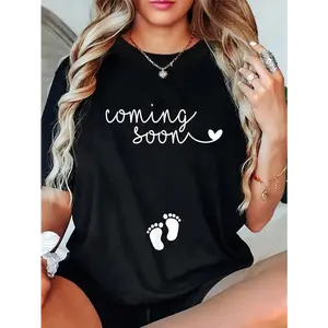 Cotton Casual Tshirt Pregnancy Announcement For Pregnant Mom To Announce Pregnant T-Shirt Crewneck Womenswear