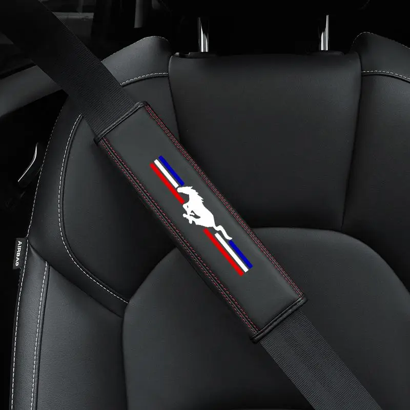 Ford Mustang PU Leather Seat Belt Shoulder Cover, High-Quality Skin-Like Feel, Safe and Comfortable, Ideal for Ford Mustang Owners, Car Accessory