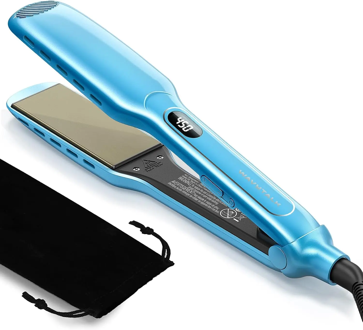 Wavytalk Wet to Straight Hair Straightener, 1.75″ Wide Vent Sesh Flat Iron | Straightener for Damp or Dry Hair with Dual Voltage Leave Silky Smooth Look, 20% Faster Styling, Blue