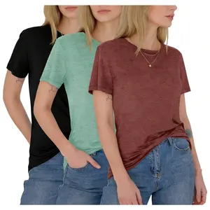 Womens 3 Pack T-Shirts Short Sleeve Summer Tops Fashion Basic Tees Comfy Casual Vacation Outfits Workout Clothes 2026