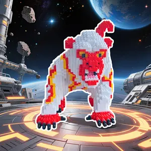 Flame Monkey Animal 3D Puzzle Blocks Building Block Puzzle Jigsaw Puzzles Creative Decoration, Room Decor, Birthday Halloween Valentine Christmas New Year Gift