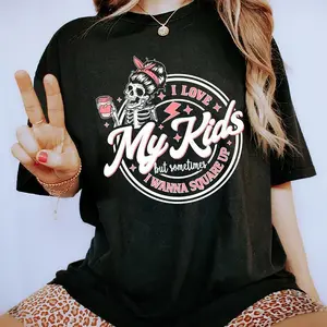 I Love My But Sometimes I Wanna Square Up Mom T-shirt, Funny Mama Graphic Printed T-shirt, Casual Style, Gift For Mom, Cotton Fabric Tees For Women, Cute Mom Soft Fabric Tops, Vintage Women Daily Basic Outfits, Retro Funny Womenswear