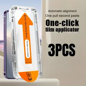 iPhone 11/12/13/14/15/16 Plus Pro Max Tempered Glass Screen Protector (3 Pack), Smooth HD Full Coverage, Easy One-Click Installation