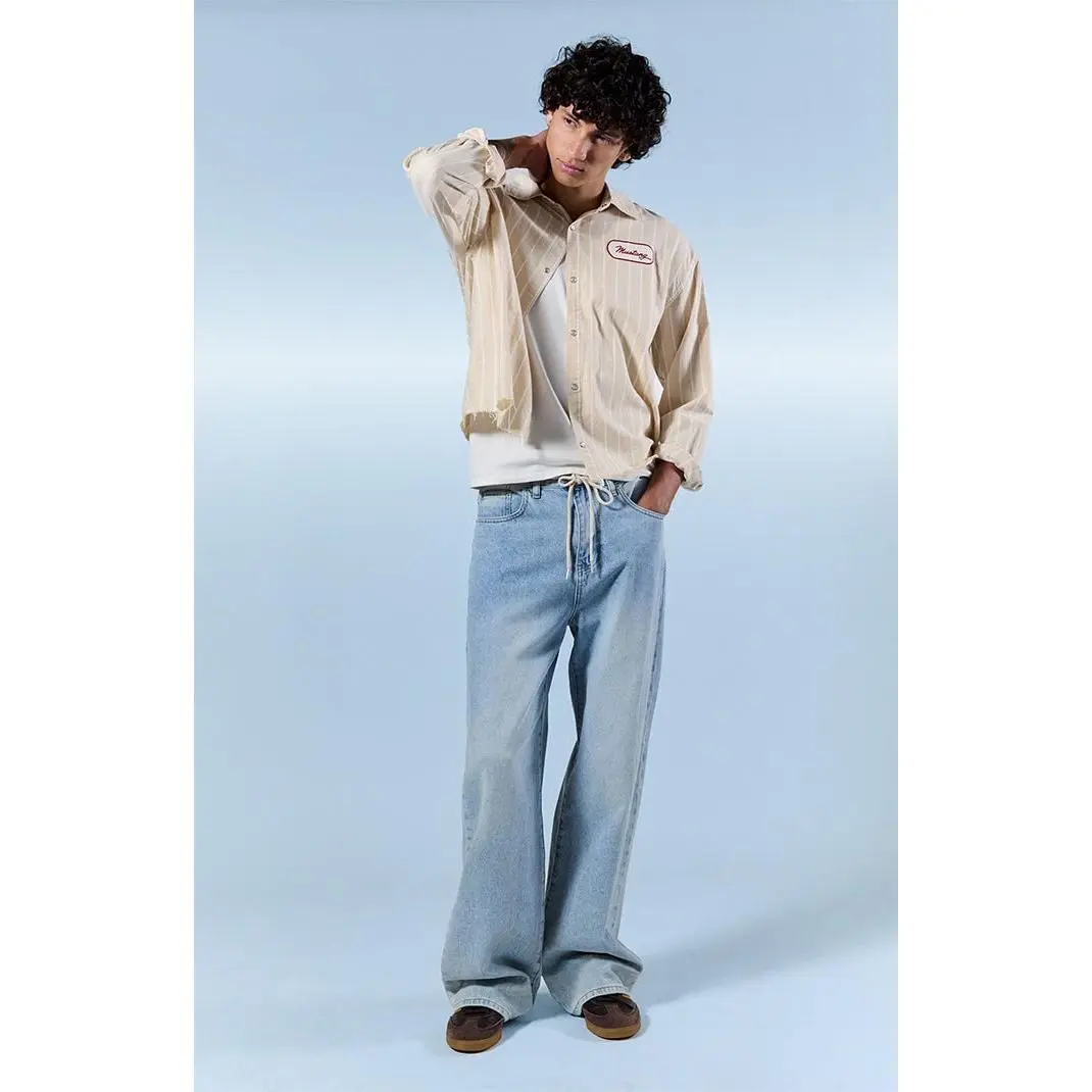 Pacsun Men's Blake Extreme Baggy Jeans Drawstring Light Indigo