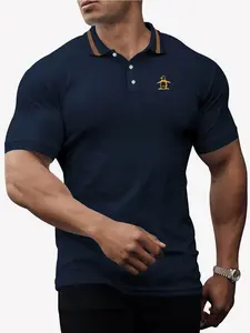 Men's Large Size Business Casual Polo Shirt, Classic Colorblock Penguin Print, Soft Breathable Fabric, Perfect for Home Leisure Outdoor Sports Gift