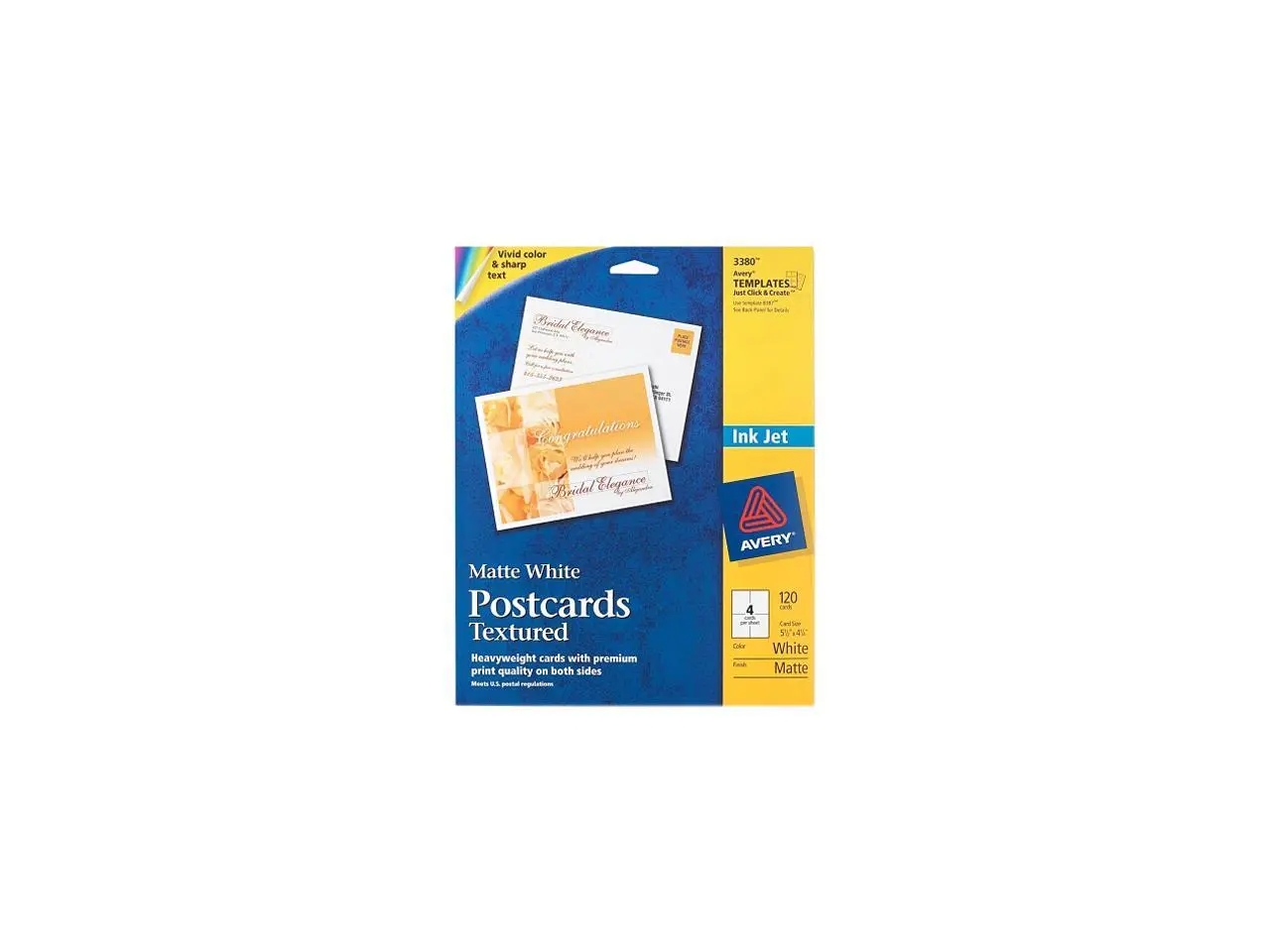 Avery 03380 Post Cards,Textured,Card Size 4-1/4x5-1/2,Matte,120/BX,WE Avery 03380 Post Cards,Textured,Card Size 4-1/4x5-1/2,Matte,120/BX,WE