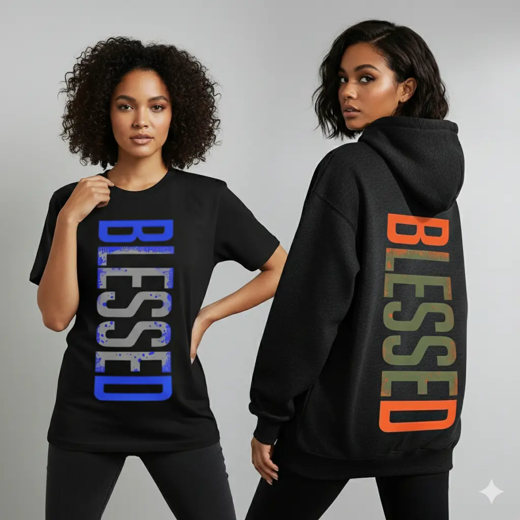 Women's 'blessed' Graphic T-Shirt or Hoodie | Regular Fit, Breathable Cotton-Poly Blend Top with Stretch for Everyday Wear, Fitted