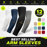 ARMORAY Men's Breathable Compression Sleeves - UPF 50+ Anti-UV, Sweatwicking Solid, Tattoo Cover, Football Fitness Accessory, Elastic Body Protection, Cooling Protective, Long Arm Warmers, Machine Washable Sports Sleeves & Support