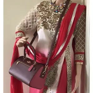 Beautiful Indian Pakistani salwar kameez georgette & Net Sleeve In Pink &white