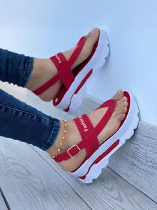 New Casual Summer Wedge Sandals for Women, Boho Style Thick Sole Walking Shoes, Comfortable Large Size Footwear for Daily Wear