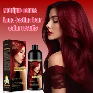 2026 New Hair  Trends  Wine Red 3-in-1 Hair Dye Shampoo | 100% Gray Coverage | Nourishing & Long Lasting Instant Herbal Ginseng color temporary hairdye curly Dark Brown Haircare