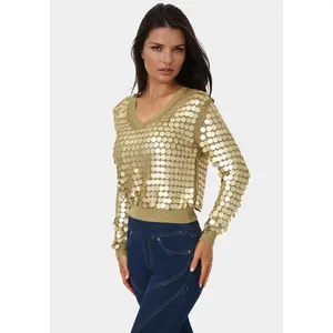 Metallic Gold Sequin Sweater