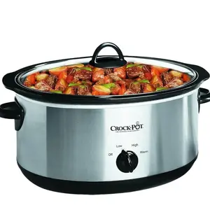 7 Quart Oval Manual Slow Cooker, Stainless Steel (SCV700-S-BR), Versatile Cookware for Large Families or Entertaining