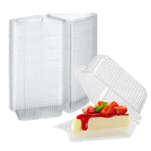 200 Pcs Transparent Cake Slice Containers Plastic Containers with Lids 5“ Clear Medium Hinged Lid Cheesecake Pie Container Disposable to Go Box Food Containers for Take Out Packaging