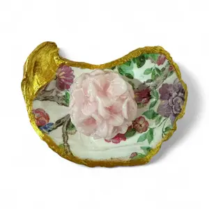 Oyster Shell Trinket Dish with Flower Soap