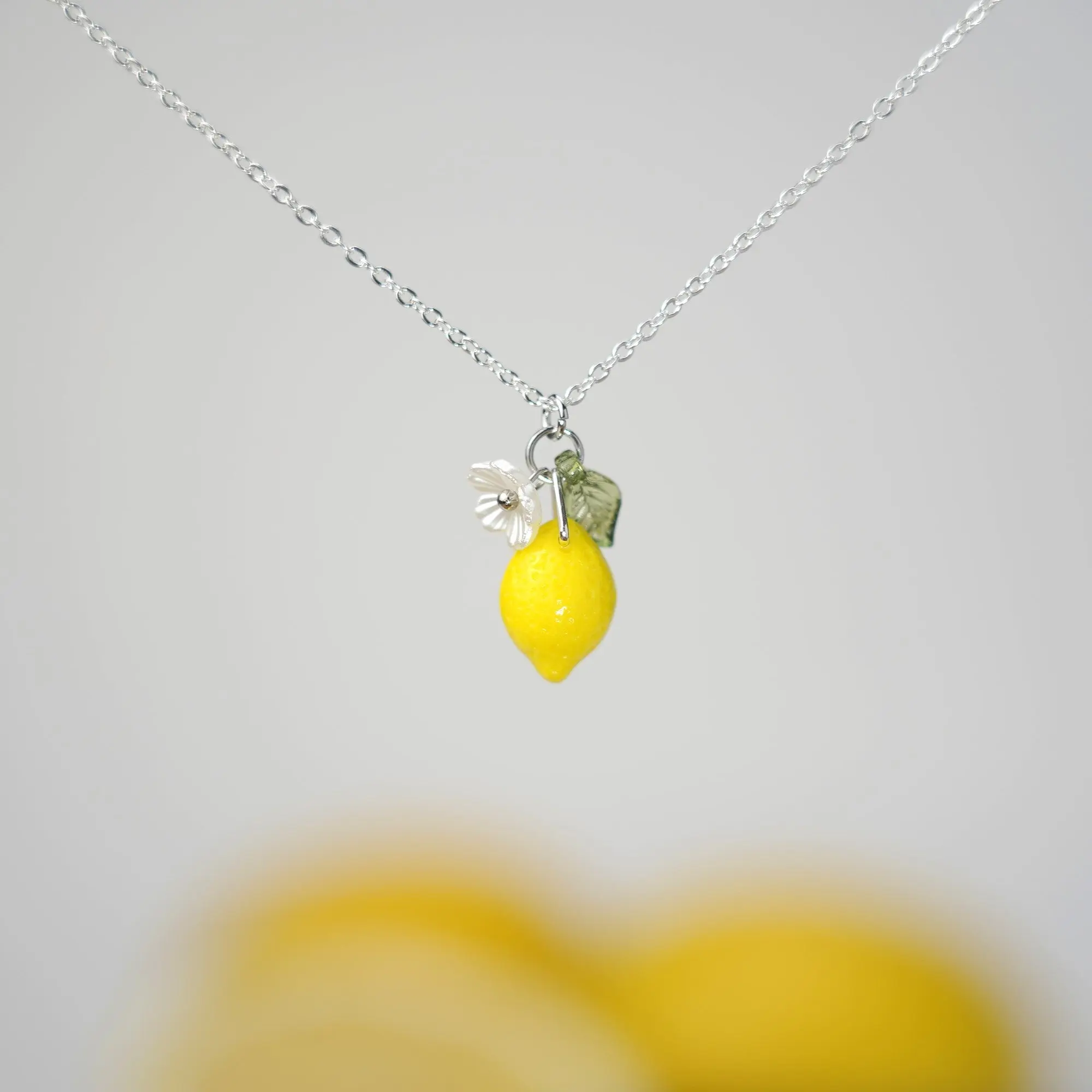 Custom Lemon Necklace | Design Your Own 925 Silver Plated Citrus Fruit Necklace
