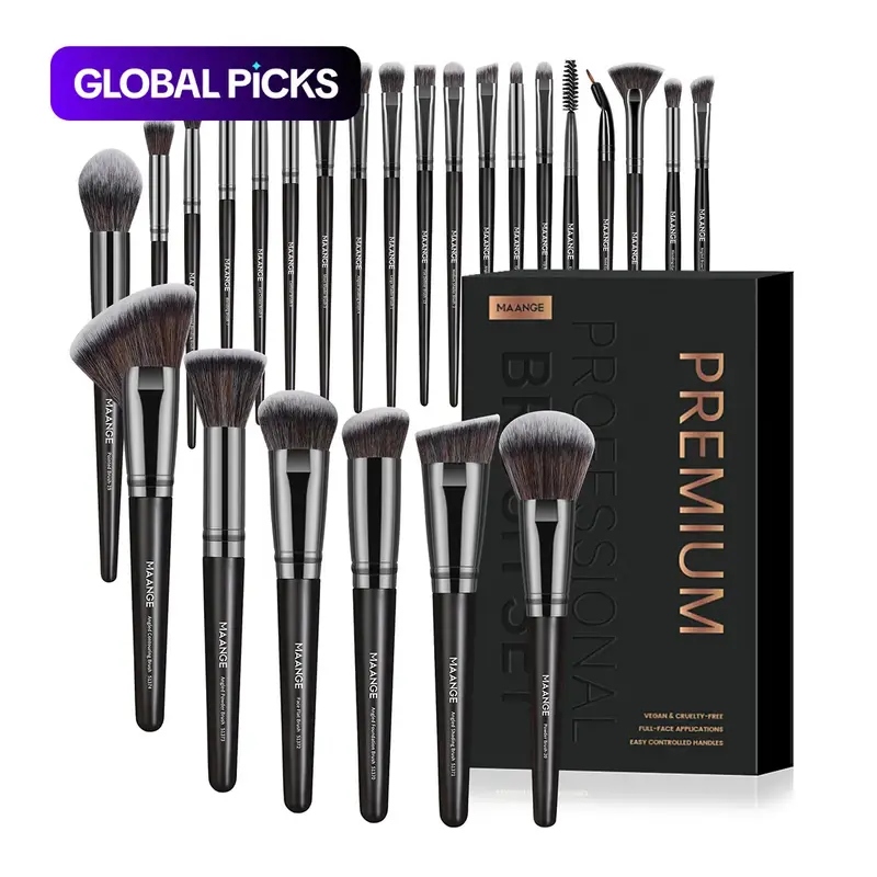 MAANGE Makeup Brushes Set, 25pcs/set Makeup Brush Kit with Soft Bristle & Comfortable Grip, Professional Cosmetic Brushes for Foundation & Powder, Cosmetic Tool, Soft Bristles Brush #GLOBAL PICKS